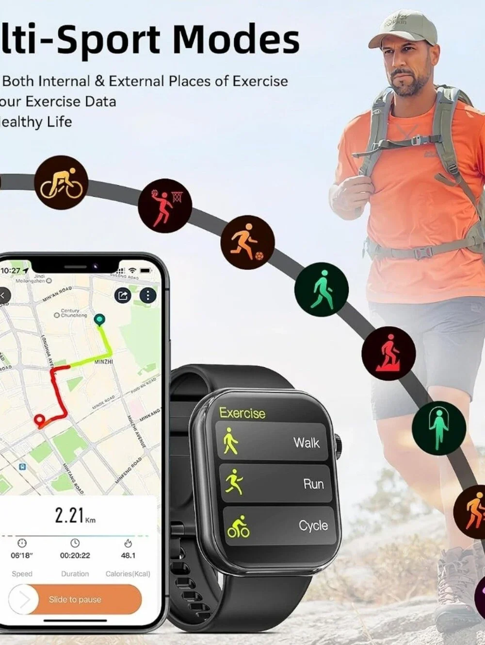 Smart Watch (Answer/Make Call) 1.85inch for Men Women Android / iOS